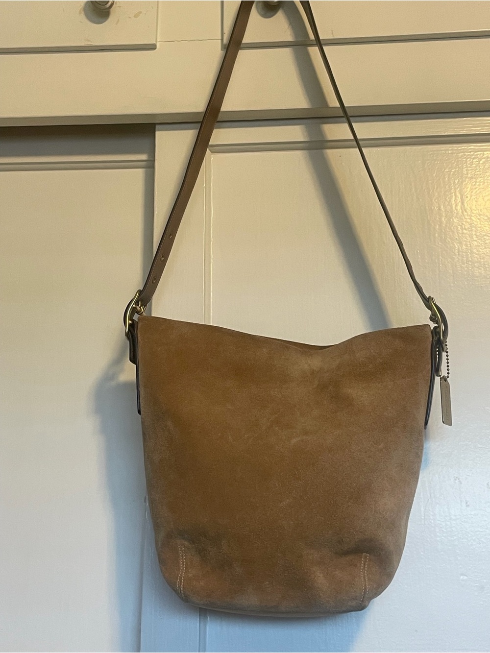 Coach Suede Bucket Shoulder Bag in Brown